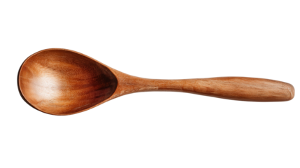 Handcrafted wooden spoon with smooth finish background isolated on a Transparent background, PNG file.