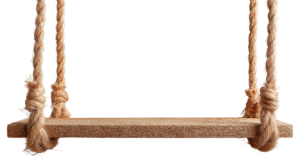 Hanging rope shelf boho style background isolated on a Transparent background, PNG file.