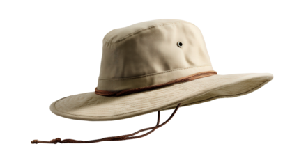 Hiking hat with wide brim background isolated on a Transparent background, PNG file.