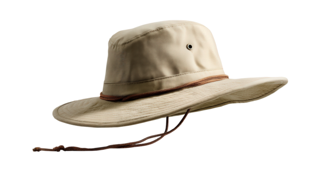 Hiking hat with wide brim background isolated on a Transparent background, PNG file.