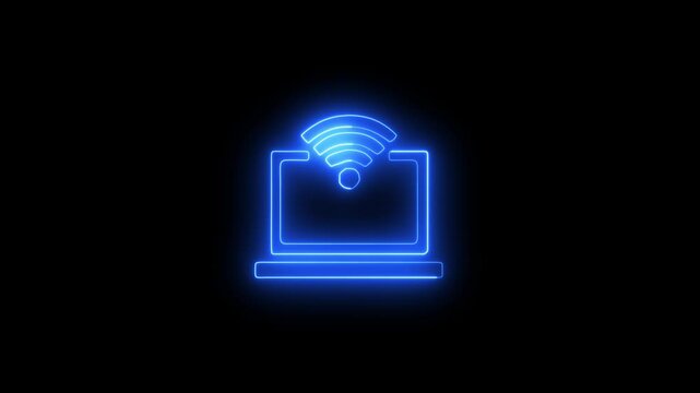 wifi Computer canned. Coding Processing In Laptop With Alpha Channel, It can be used in motion graphics and VFX projects icon animated video