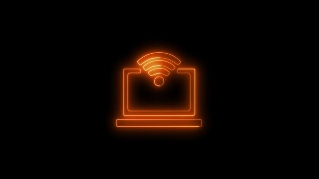 wifi Computer canned. Coding Processing In Laptop With Alpha Channel, It can be used in motion graphics and VFX projects icon animated video