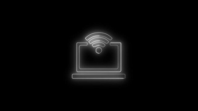 wifi Computer canned. Coding Processing In Laptop With Alpha Channel, It can be used in motion graphics and VFX projects icon animated video