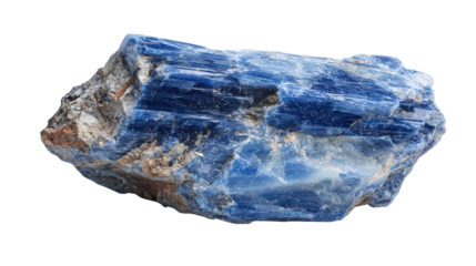 Kyanite blue bladed mineral lump background isolated on a Transparent background, PNG file.