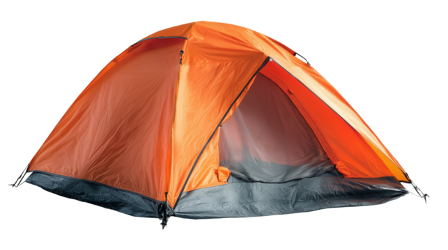 Lightweight camping tent packed background isolated on a Transparent background, PNG file.