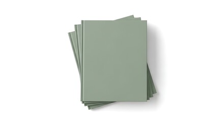Minimalist stack of sage green hardback books on a clean white surface representing knowledge