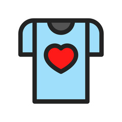 Minimalistic T-Shirt Icon with Heart Design, Representing Love and Style