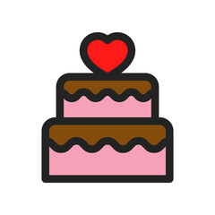 Minimalist Illustration of a Layered Cake with Heart Decoration