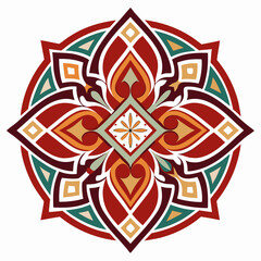 Fototapeta premium Intricate Floral Mandala Design with Geometric Elements in Earthy Tones and a Central Square