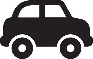 Fototapeta premium Black and white simplified illustration of a compact car on a white background