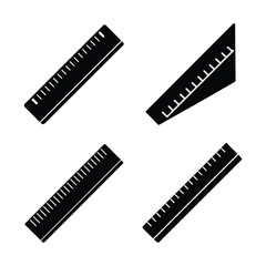Ruler Editable Black Icon Set Clean Silhouette Vectors for Graphic Design