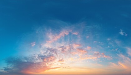 Fototapeta premium panorama of gentle pastel sunrise sundown sky background with colorful clouds
