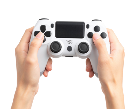 Hand Holding Gaming Controller in Action Pose, Dynamic Angle with Motion Blur, Transparent Background