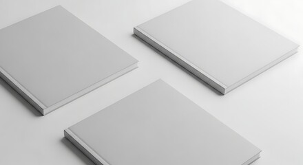 Three elegant blank square books on a simple white background offer versatility