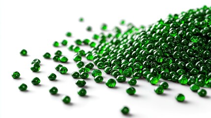 Emerald green decorative objects on white background