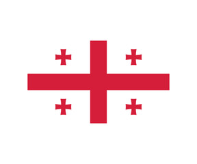 Obraz premium The national flag of Georgia, also known as the Five Cross Flag, consists of a white field with a large red cross in the center that extends to all four edges. In each of the four quadrants formed by 