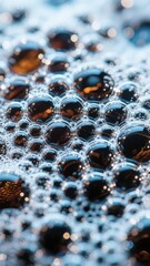 Close-up of Bubbles in a Dark Liquid