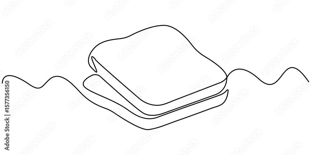 Poster bread continuous line icon, continuous line drawing of a slice of bread. minimalist design for baker