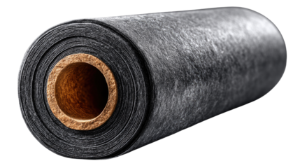 Roll of Industrial Fabric: a tightly rolled spool of industrial fabric. a display of texture and detail, evoking a sense of durability and versatility, which are hallmarks of high-quality products