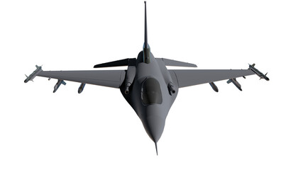 Digital 3D rendering of a Lockheed Martin F16 Fighting Falcon jet fighter, suitable for militarythemed designs and aviationrelated projects.