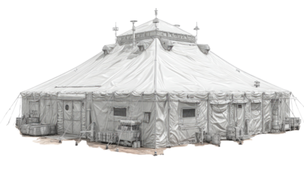 Grand Tent Structure: A massive tent, offering an intriguing glimpse of a traditional circus, and the allure of an enthralling performance space