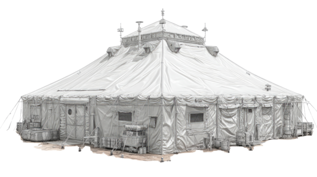 Grand Tent Structure: A massive tent, offering an intriguing glimpse of a traditional circus, and the allure of an enthralling performance space