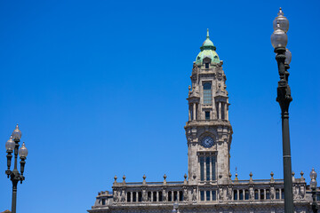 Porto City Hall in Avenida dos Aliados, Portugal. Historic Porto City Hall building on Avenida dos Aliados, a landmark of civic architecture in northern Portugal.