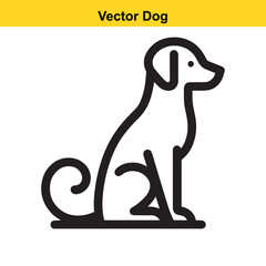 Obraz premium Minimalist Line Art of Sitting Dog Icon Logo Silhouette.