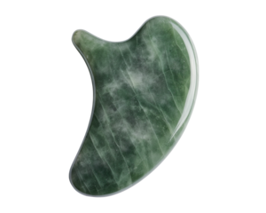 jade gua sha facial massage stone, smooth surface, curved shape,