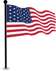Illustration of the American Flag Waving on a Pole.