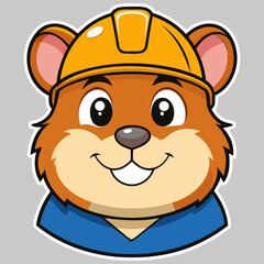 Cartoon hamster in construction helmet.