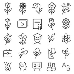 Vector set of hand-drawn icons for design, including business, food, and medical symbols