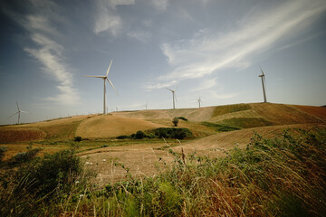 panorama with wind turbines