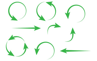 Green Cycle & Directional Arrow Icons - Process & Refresh Graphics