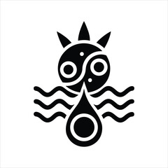 Adinkra Wave Icon Black Silhouette Vector Art
