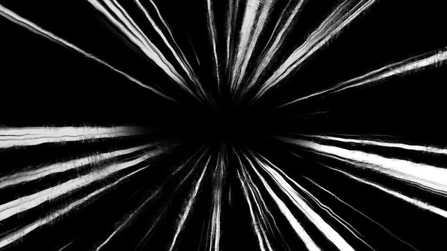 Dynamic white line effect. 2D animation of vibration, pulsation, speed, flight, wind, impact, flash action. Cartoon doodle running effect. Anime manga style comic speed line, Blast zap lightning bolt 