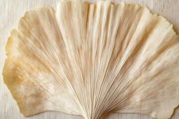 Beige Textured Leaf Pattern on Wood Background
