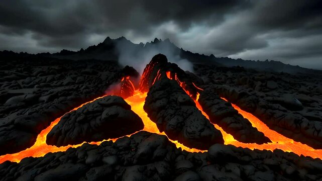 Bubbling lava in the mouth of Nyiragongo volcano, Congo