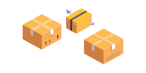 cardboard boxes on a white background