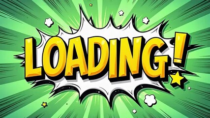 Loading screen animation comic style for video games streaming and presentations - Powered by Adobe