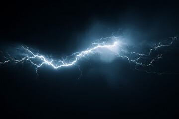 Lightning Flash Overlay with Dramatic Electric Bolt and High-Contrast Glow &ndash; Cinematic Storm Effect on Black Background