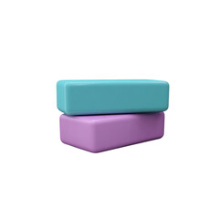 Two rectangular pills of different colors are stacked on top of each other, transparent background