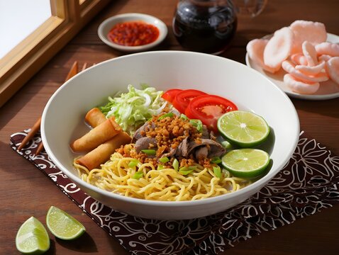 Delicious Soto Mie Bogor. Hearty Noodle Soup from Bogor, Indonesia.