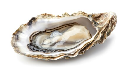 Open oyster shell displaying the interior.