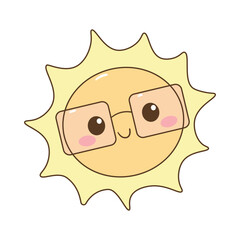 Smiling Sun Character with Glasses