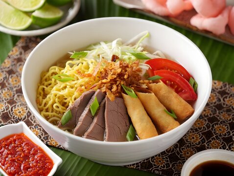 Authentic Soto Mie Bogor. Indonesian Comfort Food with Noodles and Beef.