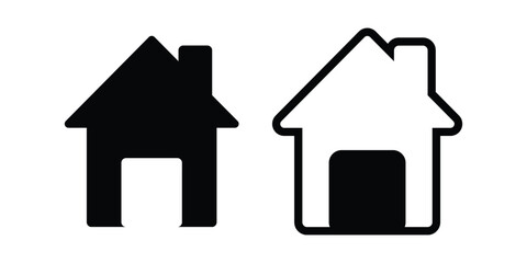 Duo House Icons, Black Filled and Line Outline Home Vector Pack