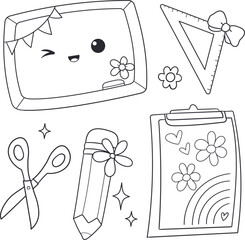Art Class and School Supplies Cute Doodle Set