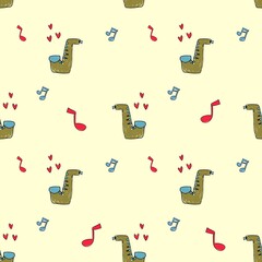 seamless pattern with saxophone