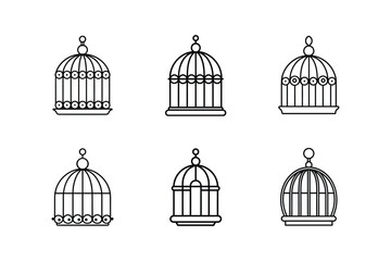 birdcage decor icon line art vector illustration